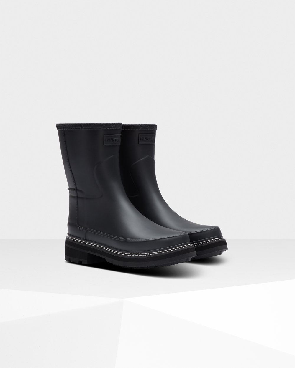 Women Hunter Refined Stitch Detail | Short Rain Boots Black | NZ-3726-IHND